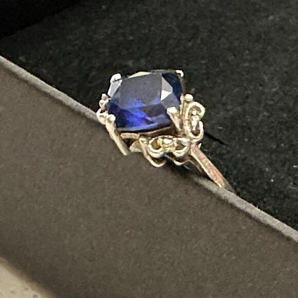 Silver Ring, Earrings, and Necklace Set with Blue Gemstones - Picture 3 of 9